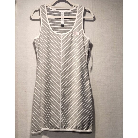 NWT Peace & Pearls Reversible Striped Dress Size M White Gray Bodycon Stretchy - Picture 1 of 8